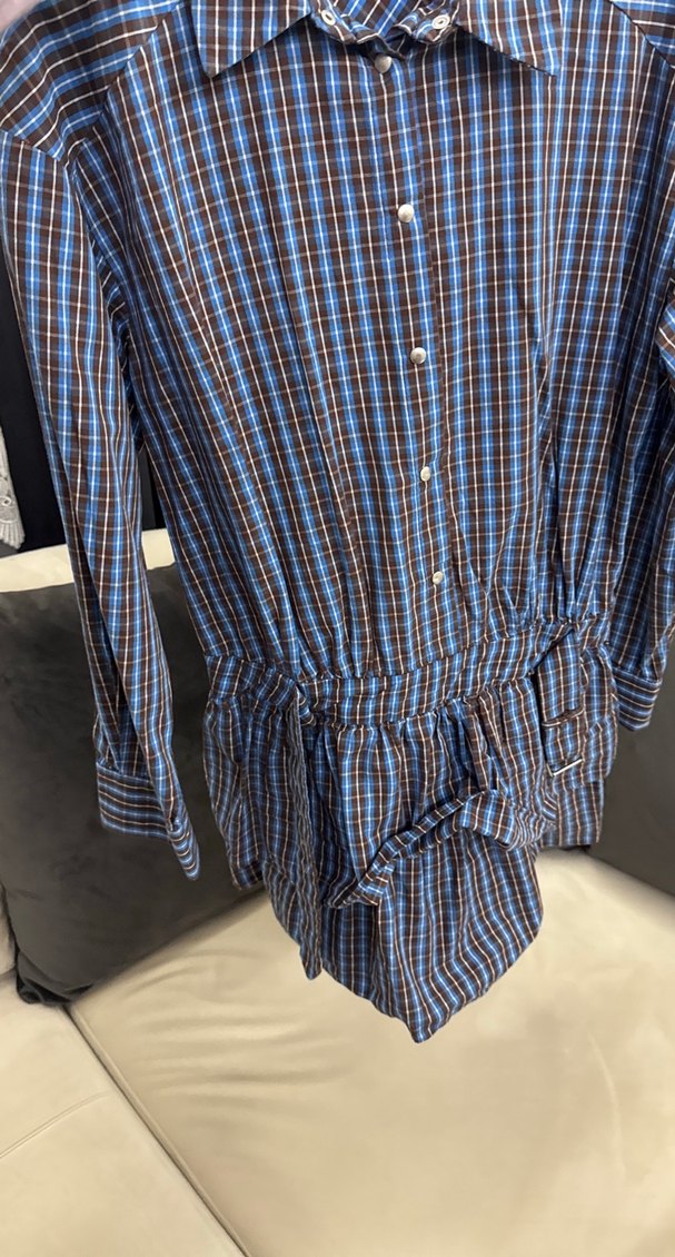 Zara Yeni Sezon Mavi Ekose Gömlek Elbise — görsel 3/10