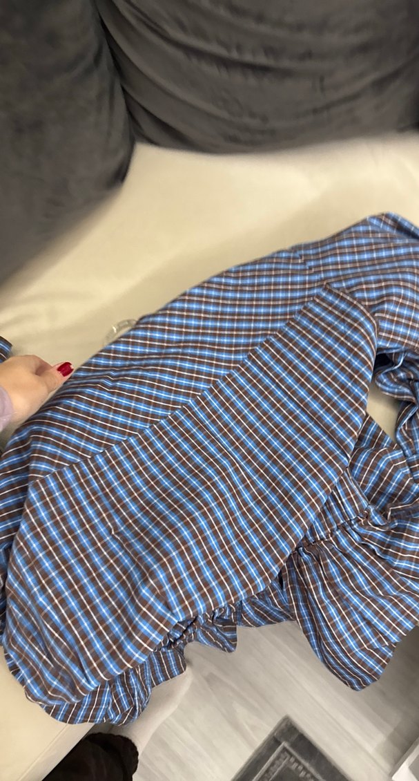 Zara Yeni Sezon Mavi Ekose Gömlek Elbise — görsel 8/10