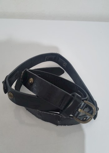 Vintage Siyah Deri Kadın Kemer - Görsel 3
