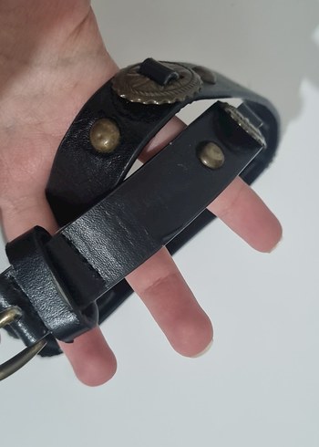 Vintage Siyah Deri Kadın Kemer - Görsel 2