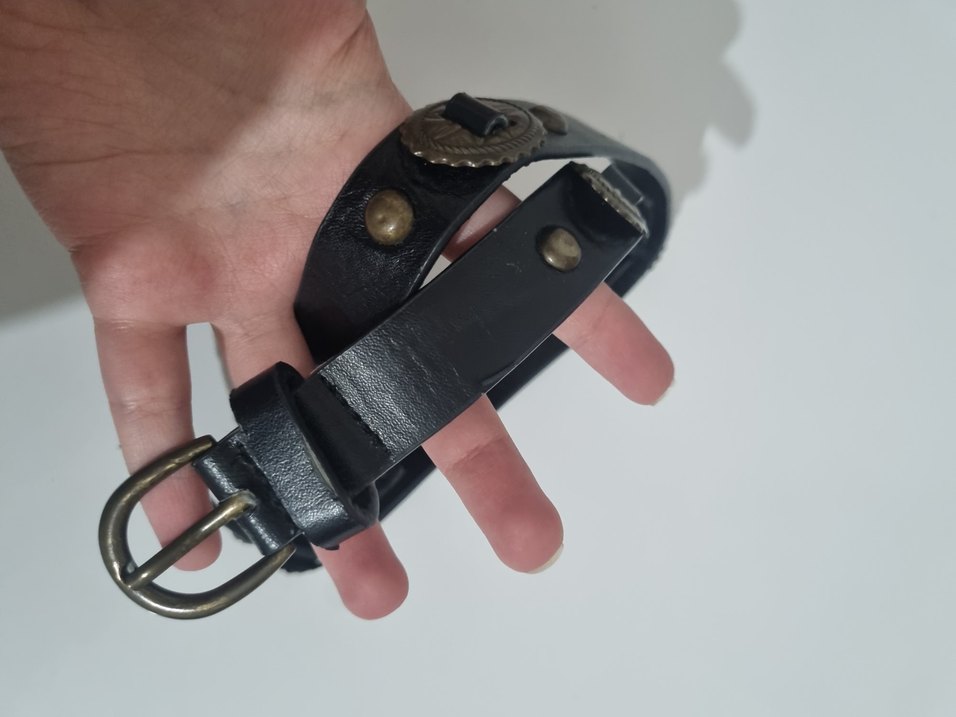 Vintage Siyah Deri Kadın Kemer - Görsel 2