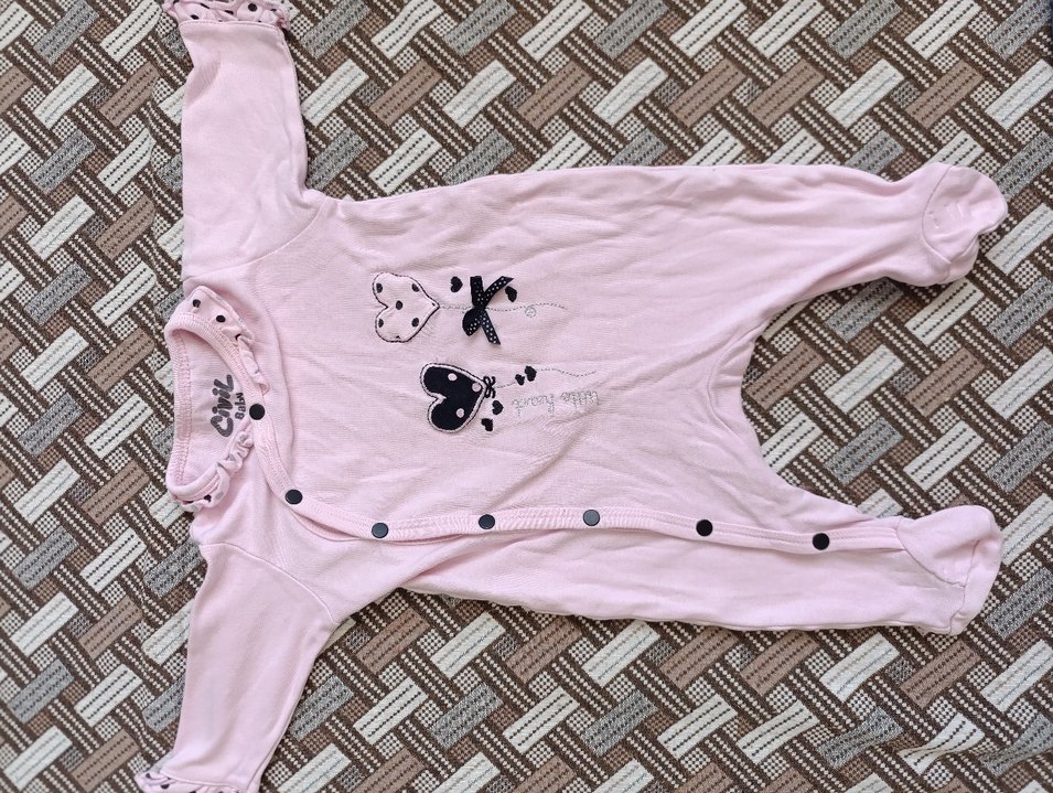 Renkli Baskılı Bebek Kız Tulumu Düğmeli - Görsel 3