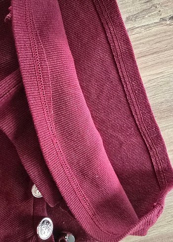 Düğmeli Bordo Kadın Boğazlı Bady - Görsel 6