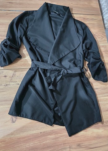 Kadın Siyah Kuşaklı Midi Trençkot - Görsel 4