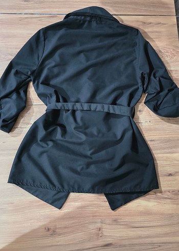 Kadın Siyah Kuşaklı Midi Trençkot - Görsel 2