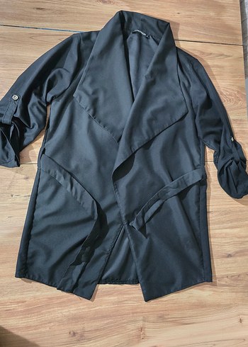 Kadın Siyah Kuşaklı Midi Trençkot - Görsel 8