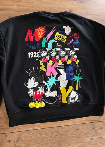 Siyah Mickey Baskılı Oversize Sweatshirt - Görsel 3