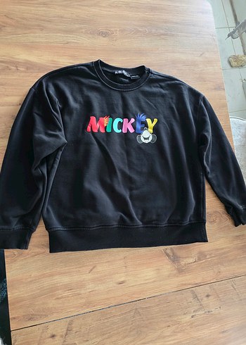 Siyah Mickey Baskılı Oversize Sweatshirt - Görsel 6