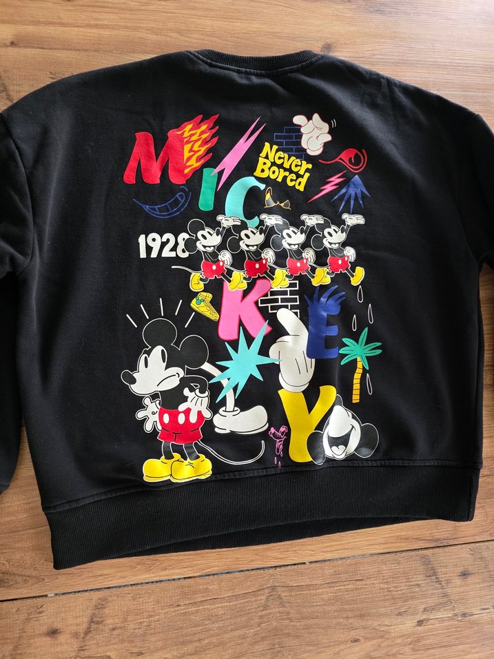Siyah Mickey Baskılı Oversize Sweatshirt - Görsel 3