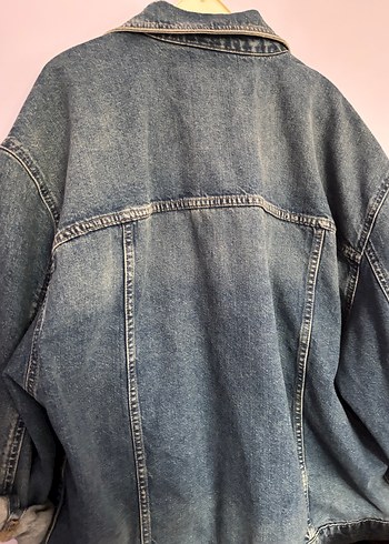 Düğmeli mavi kot ceket - Görsel 4