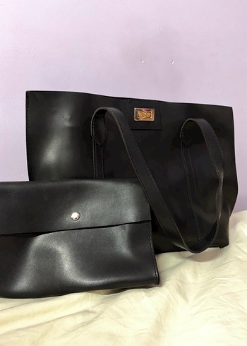 Siyah Deri Kadın Omuz Çantası - Görsel 3