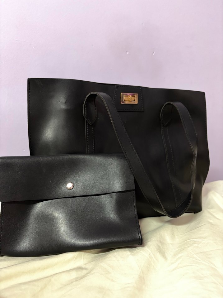 Siyah Deri Kadın Omuz Çantası - Görsel 3