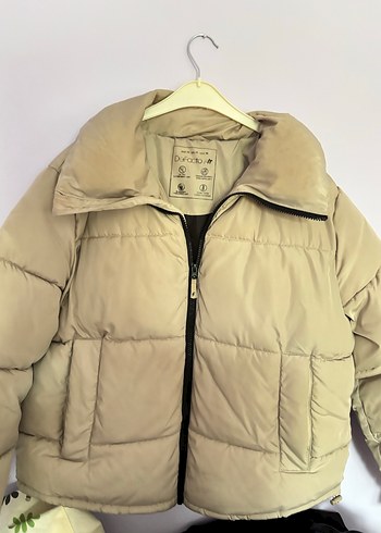 Bej fermuarlı Kadın Kışlık Mont - Görsel 2