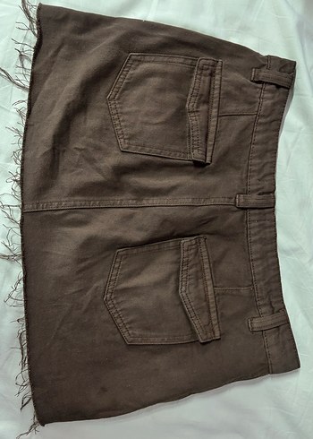 Kahverengi Kot Midi Etek - Görsel 3