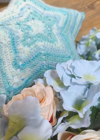 Nakışlı Turkuaz Yıldız Yastık - Görsel 4