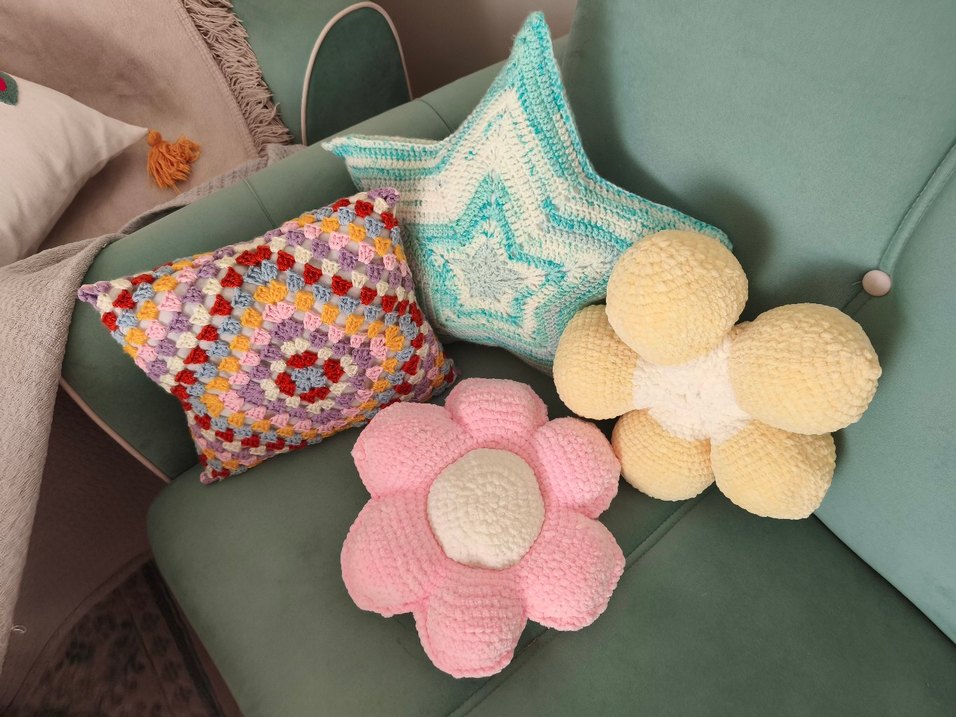 Nakışlı Turkuaz Yıldız Yastık - Görsel 5