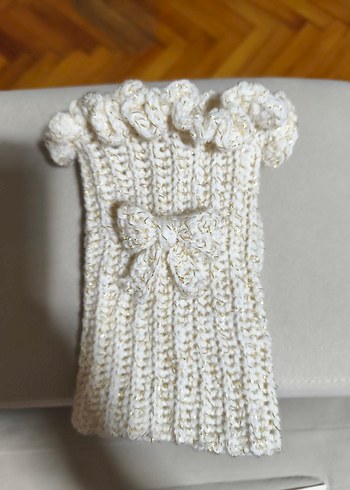 Beyaz İşlemeli Örgü Eldiven - Görsel 2