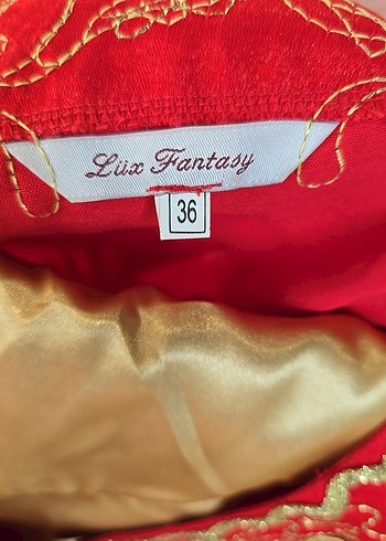 Uzun Kollu Kırmızı Nakışlı Hint Kına Elbisesi Takımı - Görsel 11