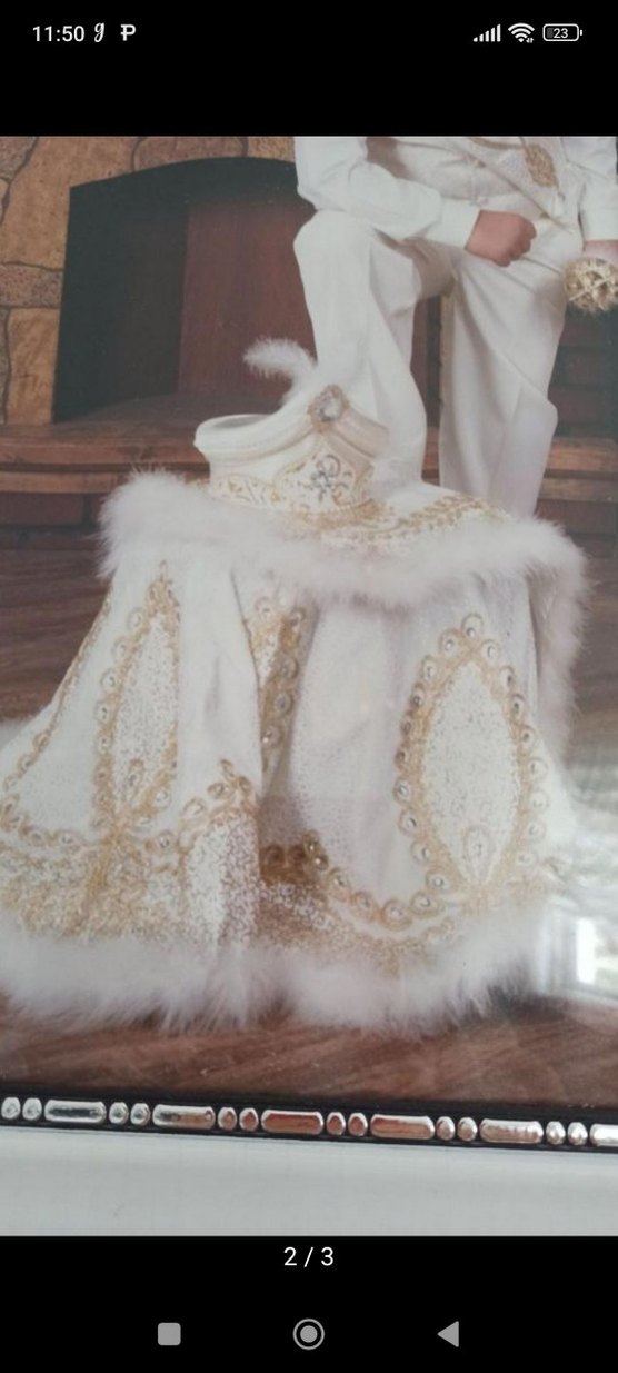 Beyaz Kürklü Nakışlı Klasik Çocuk Takımı - Görsel 3