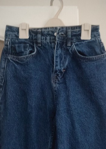 Kadın Mavi Bol Kesim Midi Kot Pantolon - Görsel 3