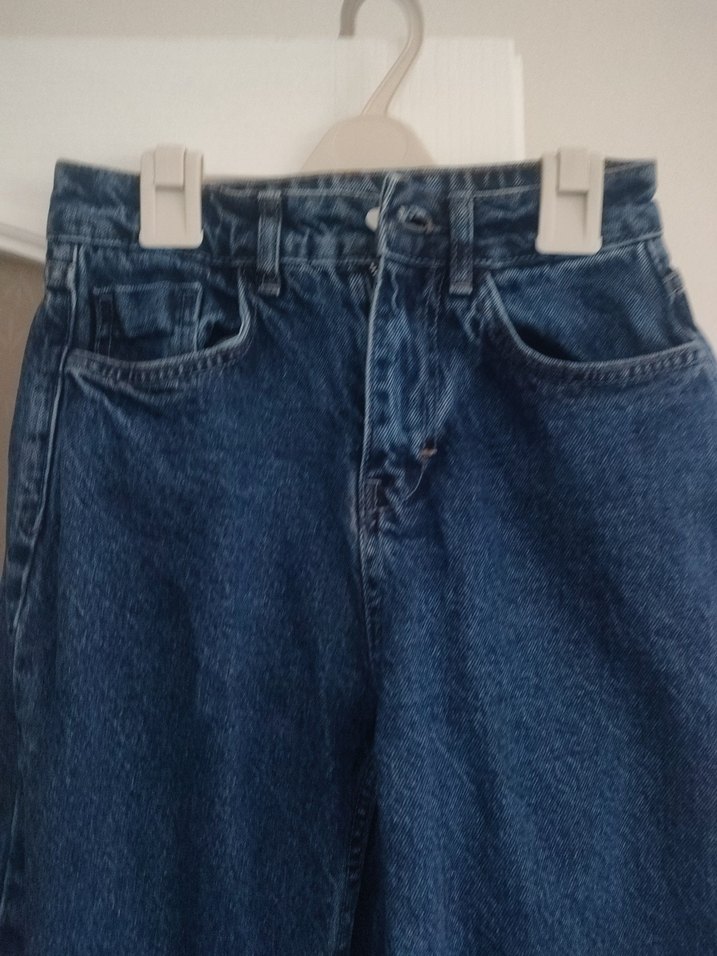 Kadın Mavi Bol Kesim Midi Kot Pantolon - Görsel 3