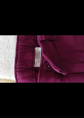 Bordo Düğmeli Kadın Kumaş Pantolon - Görsel 2