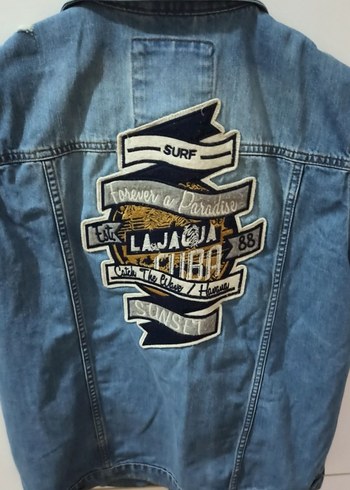 Düğmeli Kolsuz Mavi Denim Ceket - Görsel 4