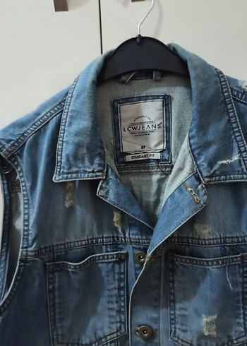 Düğmeli Kolsuz Mavi Denim Ceket - Görsel 3