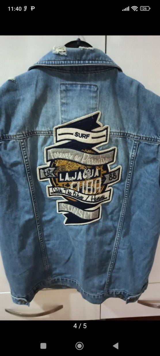 Düğmeli Kolsuz Mavi Denim Ceket - Görsel 4