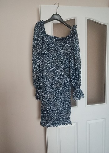 Bohem Tarz Gri-Mavi Bağlamalı elbise - Görsel 2