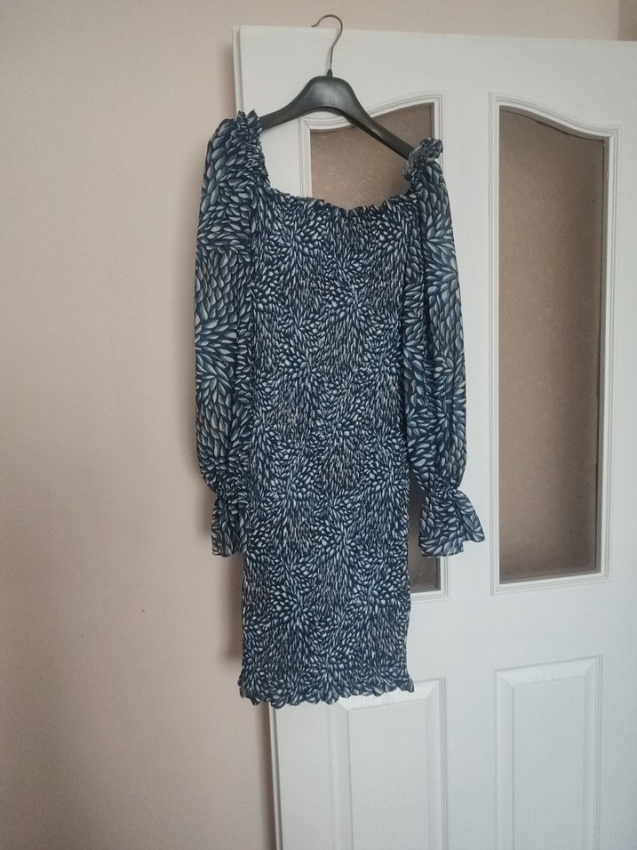 Bohem Tarz Gri-Mavi Bağlamalı elbise - Görsel 2