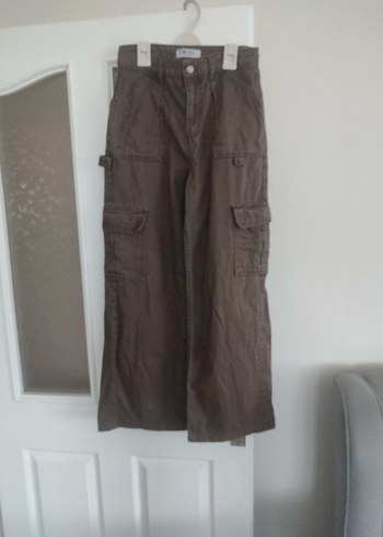 Kadın Kahverengi Keten Kemerli Bol Pantolon - Görsel 3