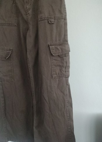 Kadın Kahverengi Keten Kemerli Bol Pantolon - Görsel 4