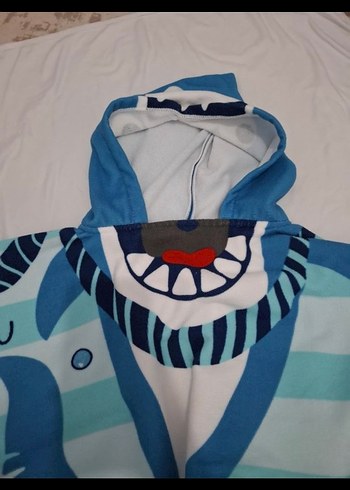 Renkli Baskılı Mavi Çocuk panço havlu - Görsel 2