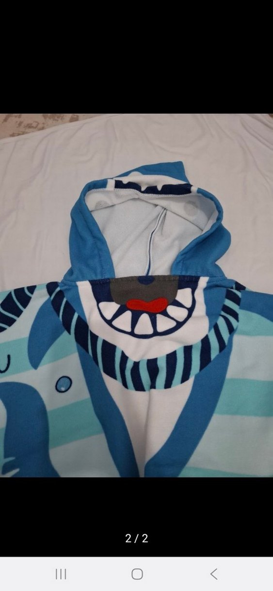 Renkli Baskılı Mavi Çocuk panço havlu - Görsel 2