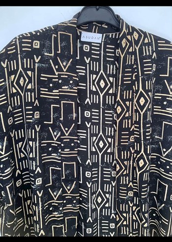 Erkek Siyah Baskılı Kısa Kollu kimonu hint ipeği - Görsel 3