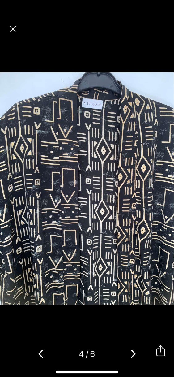 Erkek Siyah Baskılı Kısa Kollu kimonu hint ipeği - Görsel 3