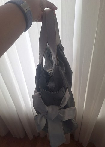 Gri Süet Tokalı Kadın Çanta - Görsel 3