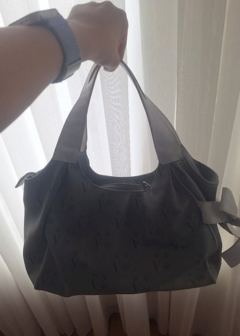 Gri Süet Tokalı Kadın Çanta - Görsel 2