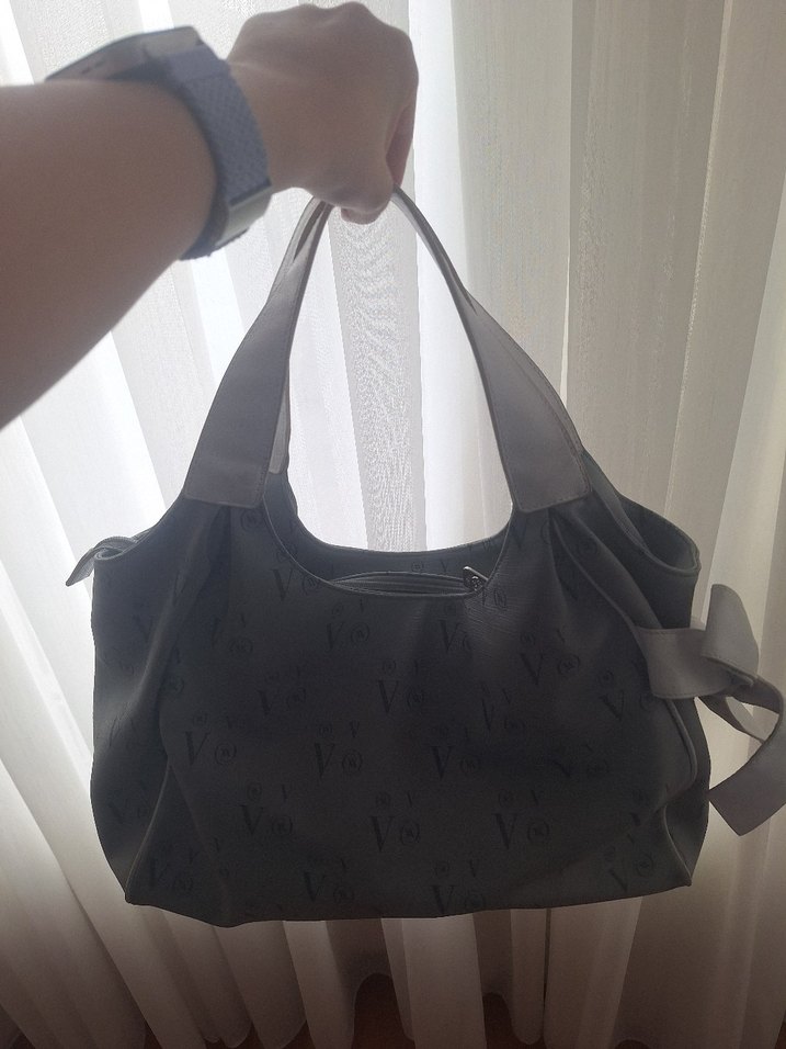 Gri Süet Tokalı Kadın Çanta - Görsel 2