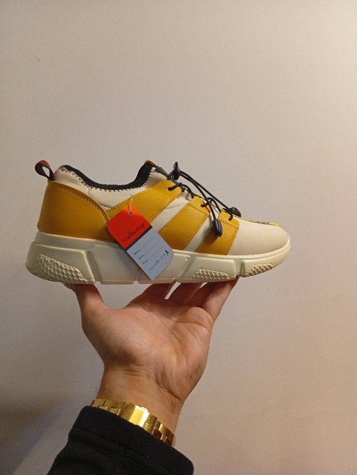 Sarı Baskılı Erkek Spor Ayakkabı Velcro - Görsel 3