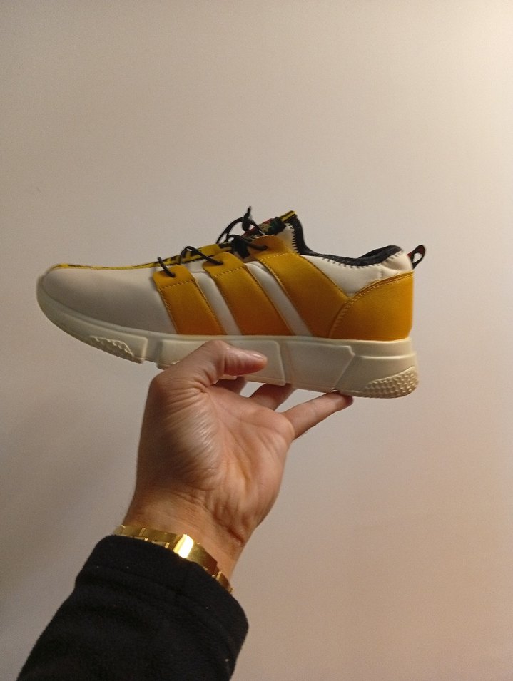 Sarı Baskılı Erkek Spor Ayakkabı Velcro - Görsel 2