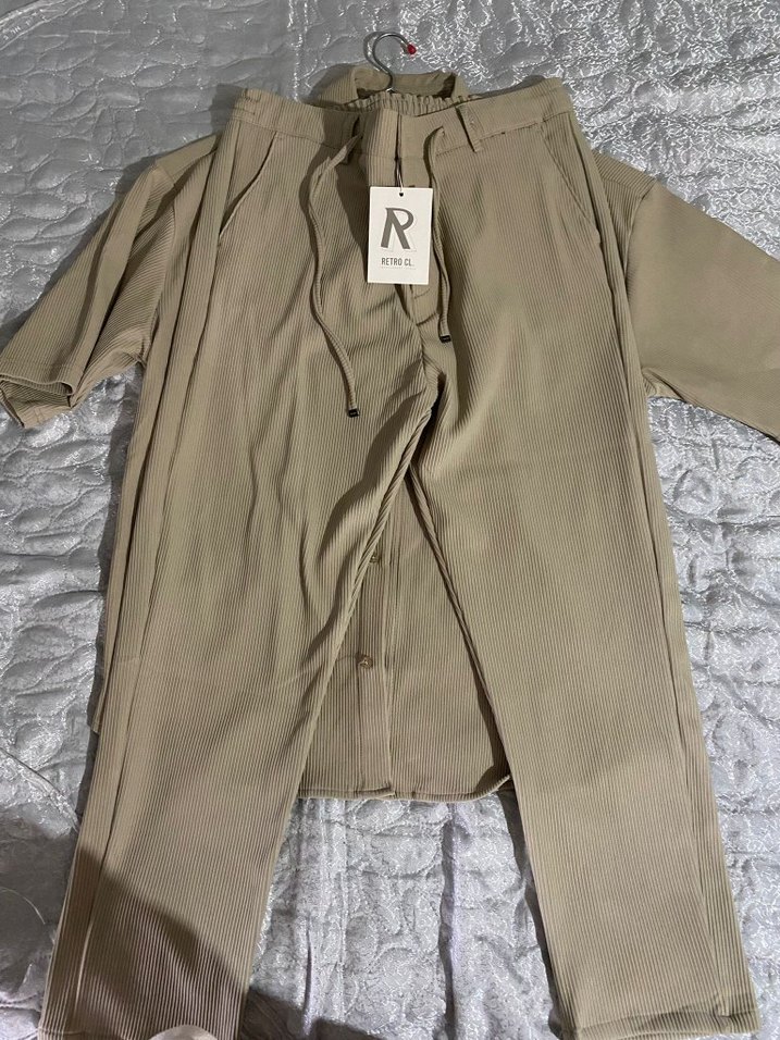 Bej Keten Kısa Kollu Kadın Gömlek - Görsel 2