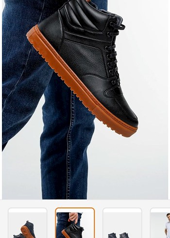 Erkek Siyah Sokak Stili Kauçuk Bot - Görsel 2