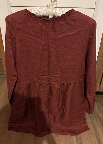 Bordo Uzun Kollu Salaş Hamile Bluzu - Görsel 2