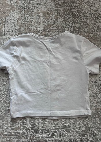 Beyaz Baskılı Kısa Kollu Kadın Tişört - Görsel 2