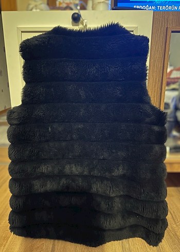 Siyah Kürklü Uzun Kadın Yelek - Görsel 2