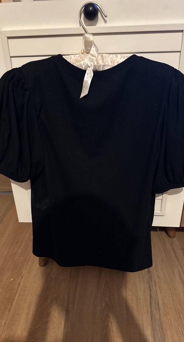 Kısa Kollu Siyah Hamile Klasik Tişört - Görsel 2