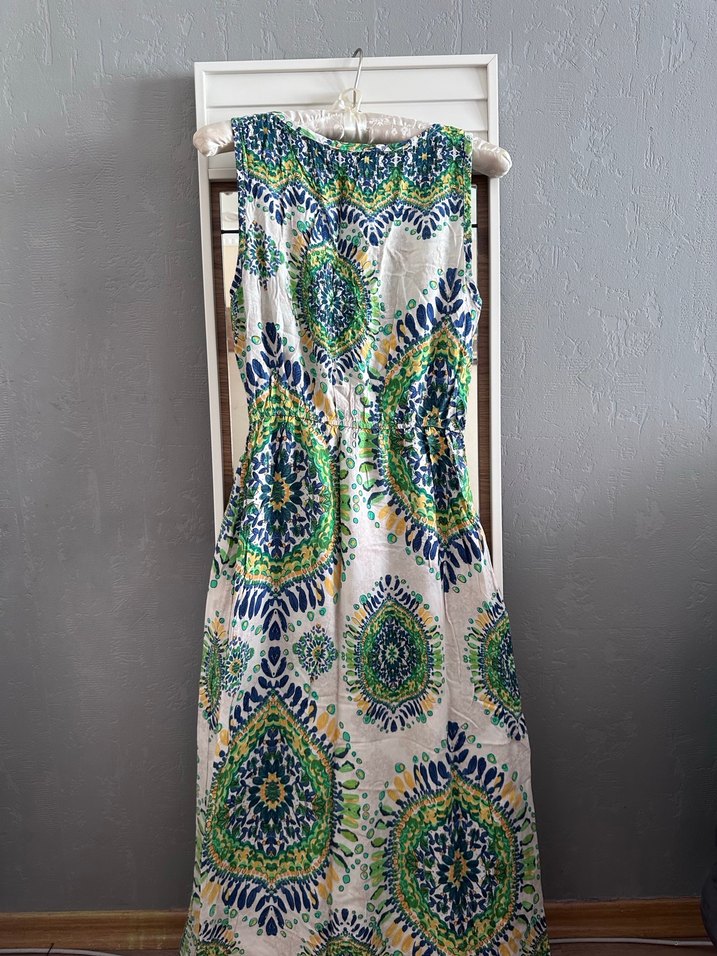 Renkli Bağlama Desenli Uzun Bohem Elbise - Görsel 2