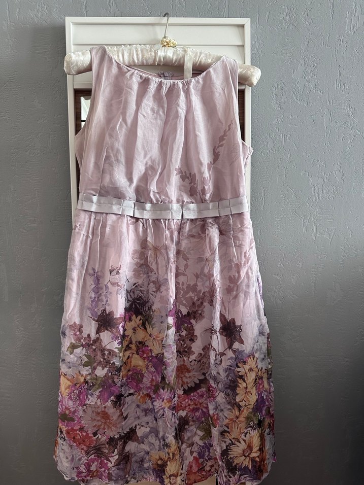 Pembe Desenli Uzun Abiye Elbise - Görsel 2